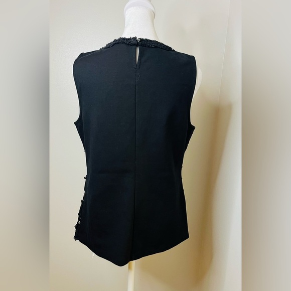 J.Crew Black Sleeveless Lace & Fringe Top | Size M - Picture 4 of 8